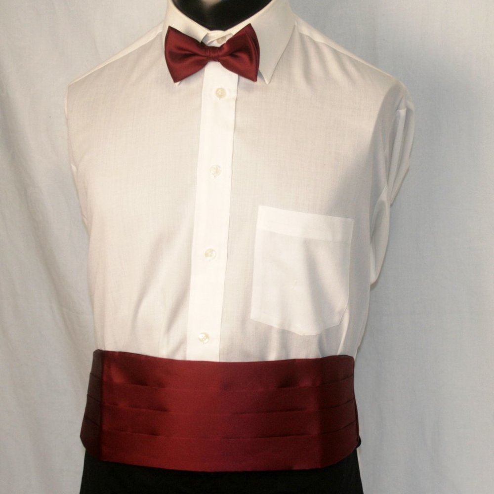 Burgundy Bow Tie and Cumberband Set